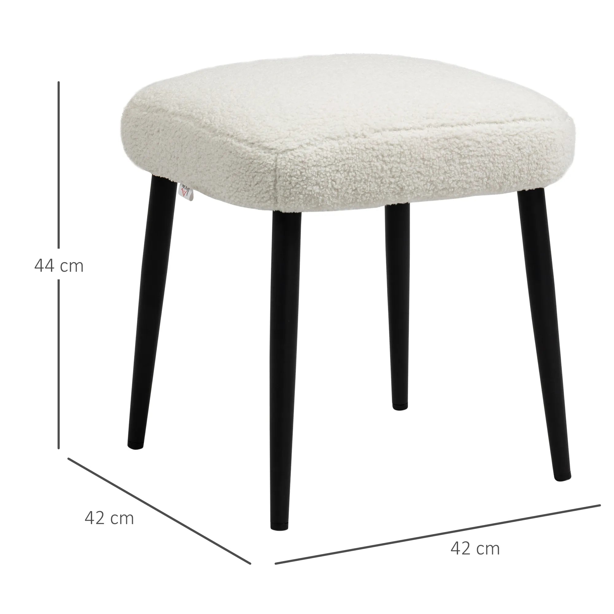 Pufas su kašmyro imitacijos audiniu, 42 cm, kreminės spalvos