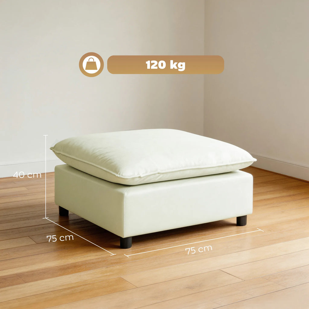 Pufas su paminkštinimu, iki 120 kg, kreminės spalvos