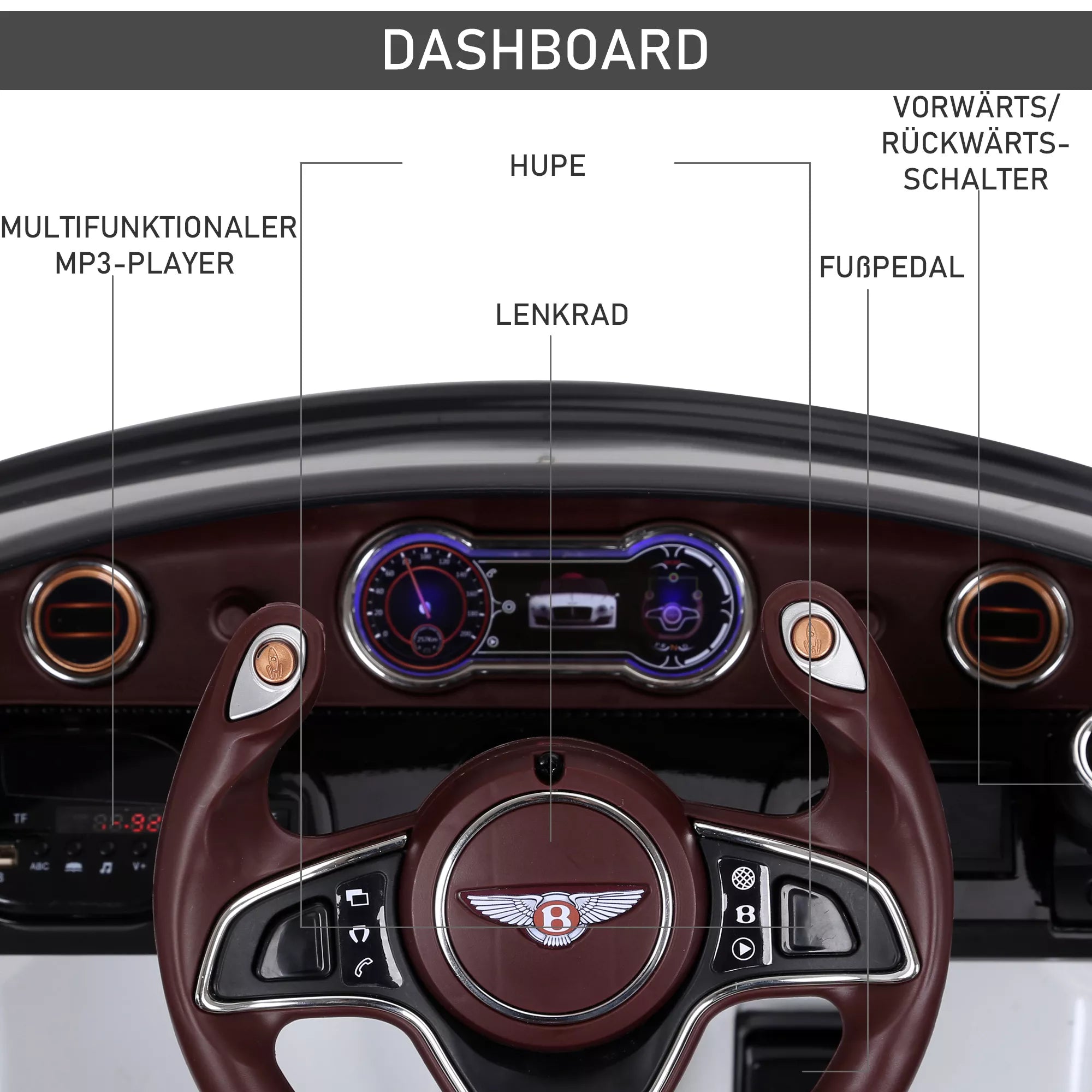 Vaikų automobilis „Bentley GT“ licencijuotas vaikų automobilis Elektrinis automobilis su nuotolinio valdymo pultu 2 x 390 varikliai Vaikams Balta 108 x 60 x 43 cm