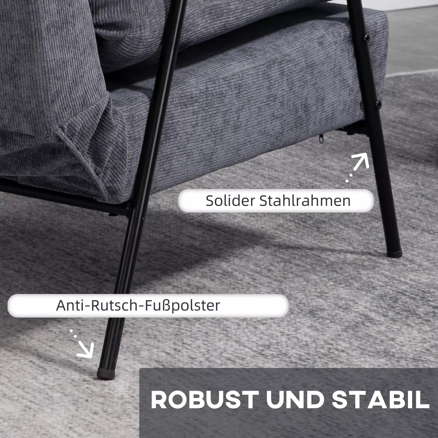 Fotelis su pakoja, su pagalvėlėmis, 68 cm x 91,5 cm x 88 cm, Pilkas