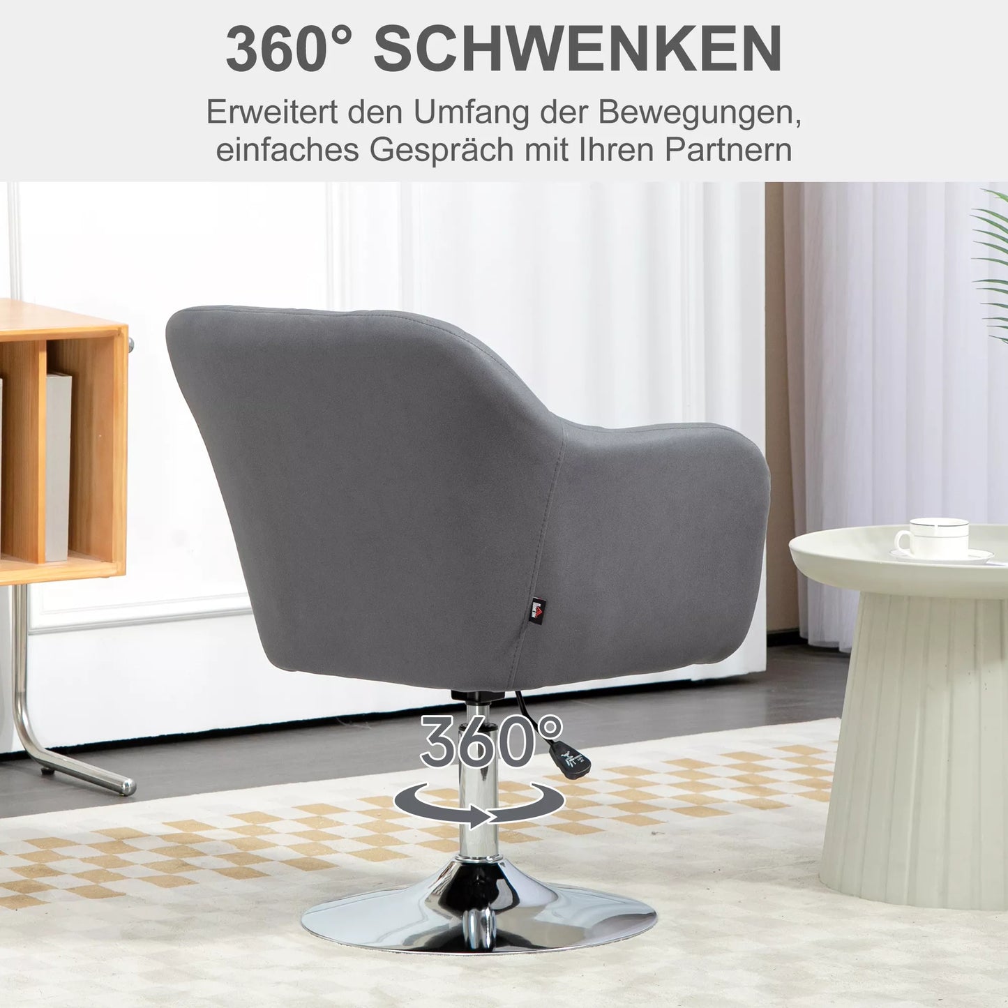 Pasukama kėdė, aukštyje reguliuojama biuro kėdė, poliesteris, metalas, 60 x 60 x 79-91 cm, tamsiai pilka