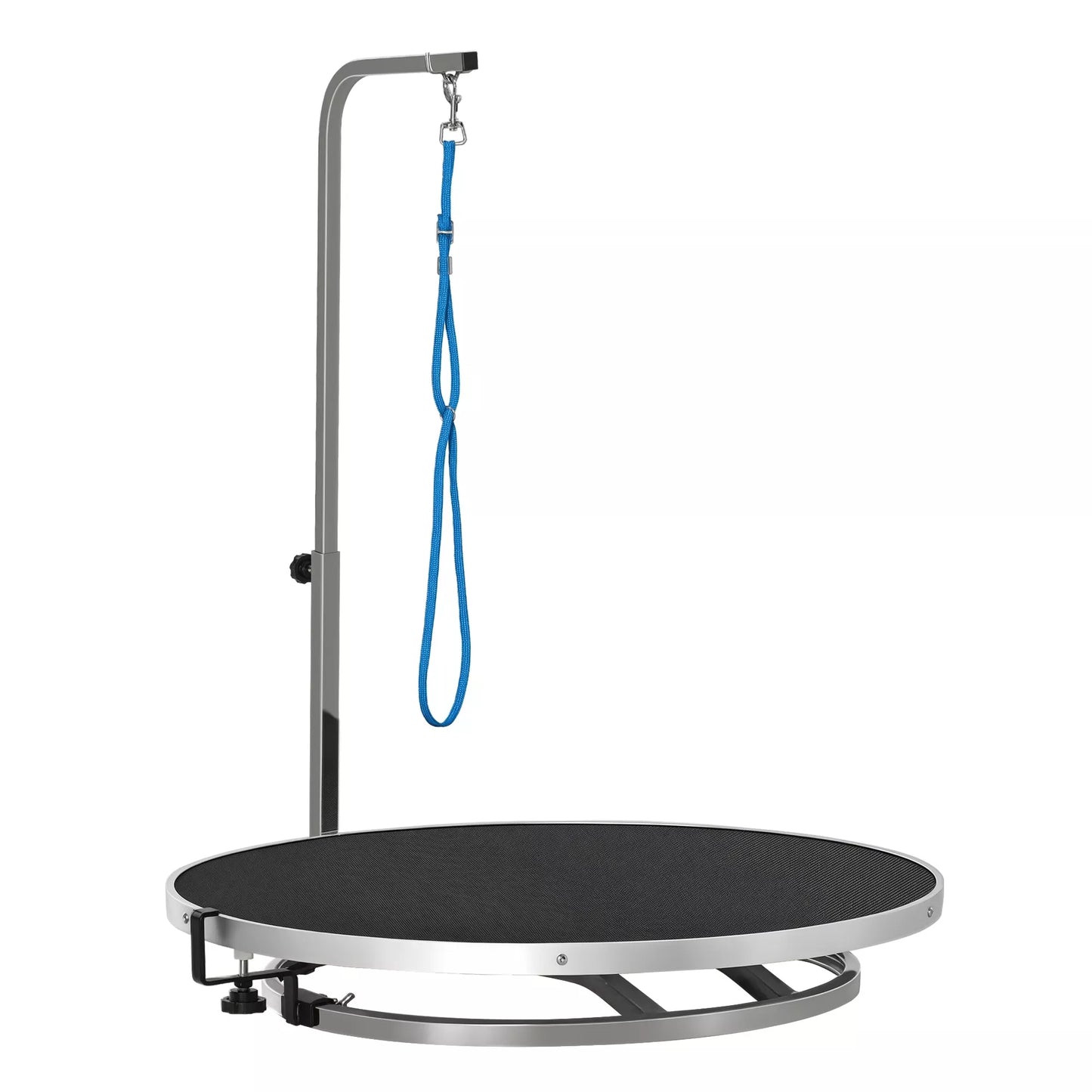 Sukamas šunų kirpimo stalas Šunų priežiūros stalas su aukščio reguliuojamu pakaruokliu Kilpa Neslystantis paviršius Naminių gyvūnų priežiūros stalas namų voniai Plaukų džiovintuvas iki 40 kg Ø65 x 72H cm Juodas