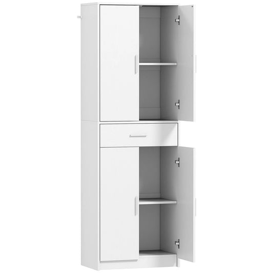 Virtuvinė spintelė, 3 pakopų reguliuojamos lentynos, medžio drožlių plokštės, MDF, daug vietos daiktams laikyti, balta