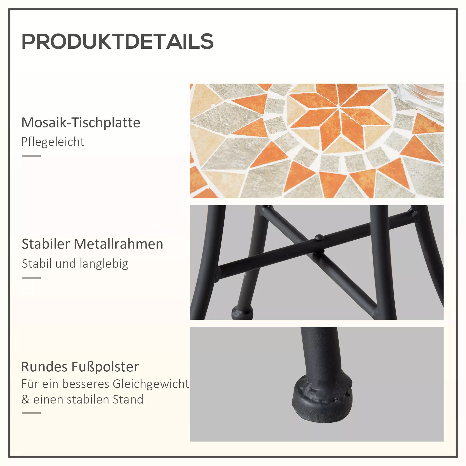 Tvirtas lauko staliukas Ø35,5cm apvalus, atsparus oro sąlygoms, tinklelio stiliaus balkono staliukas su mozaikos raštu, metalinis kempingo staliukas, kavos staliukas svetainei, biurui, lauke ir viduje, geltonas+pilkas