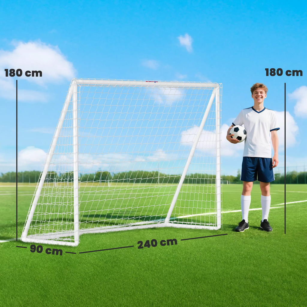 Futbolo vartų matmenų schema: 240 x 90 x 180 cm