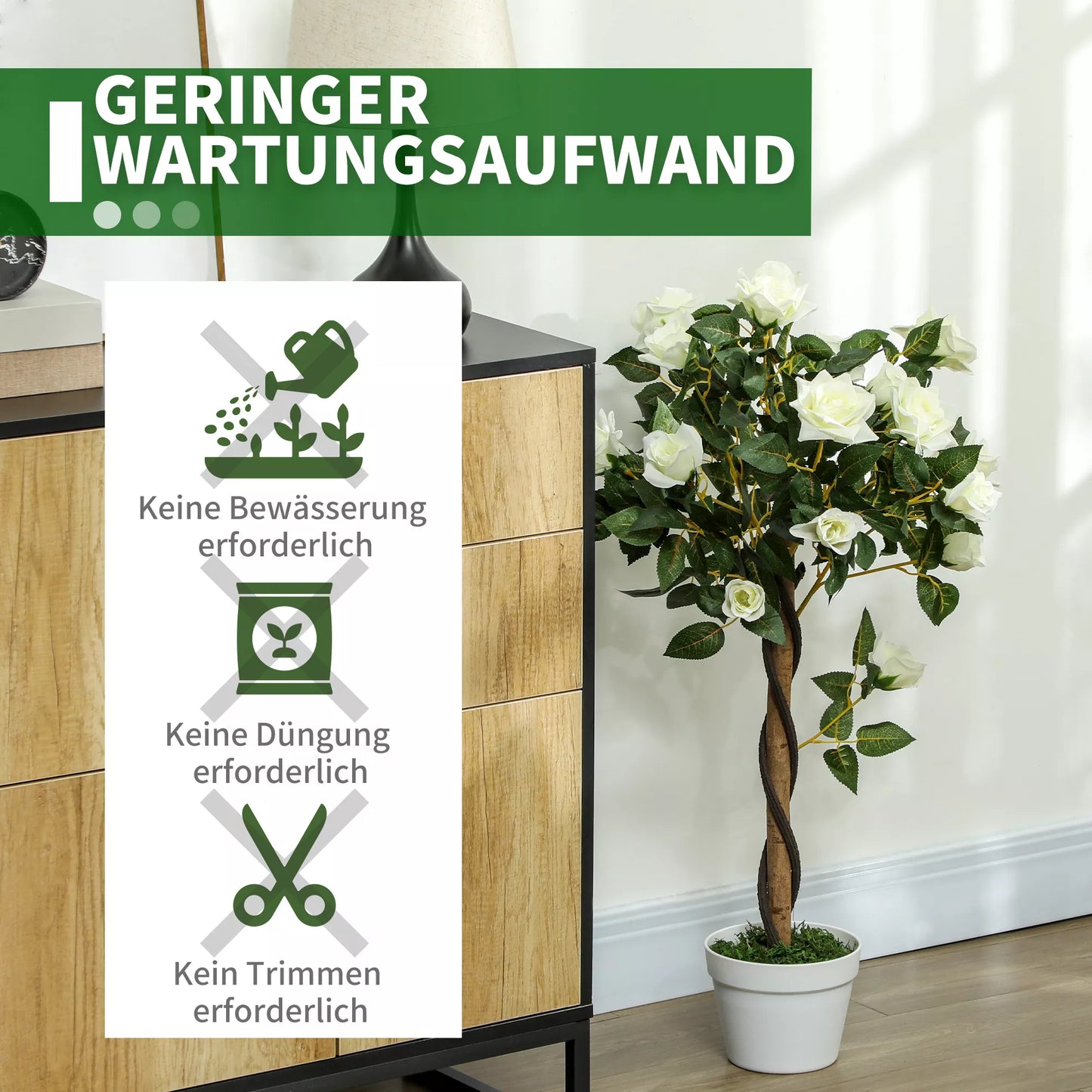 Dirbtinis medis, dirbtinis augalas cemento puode