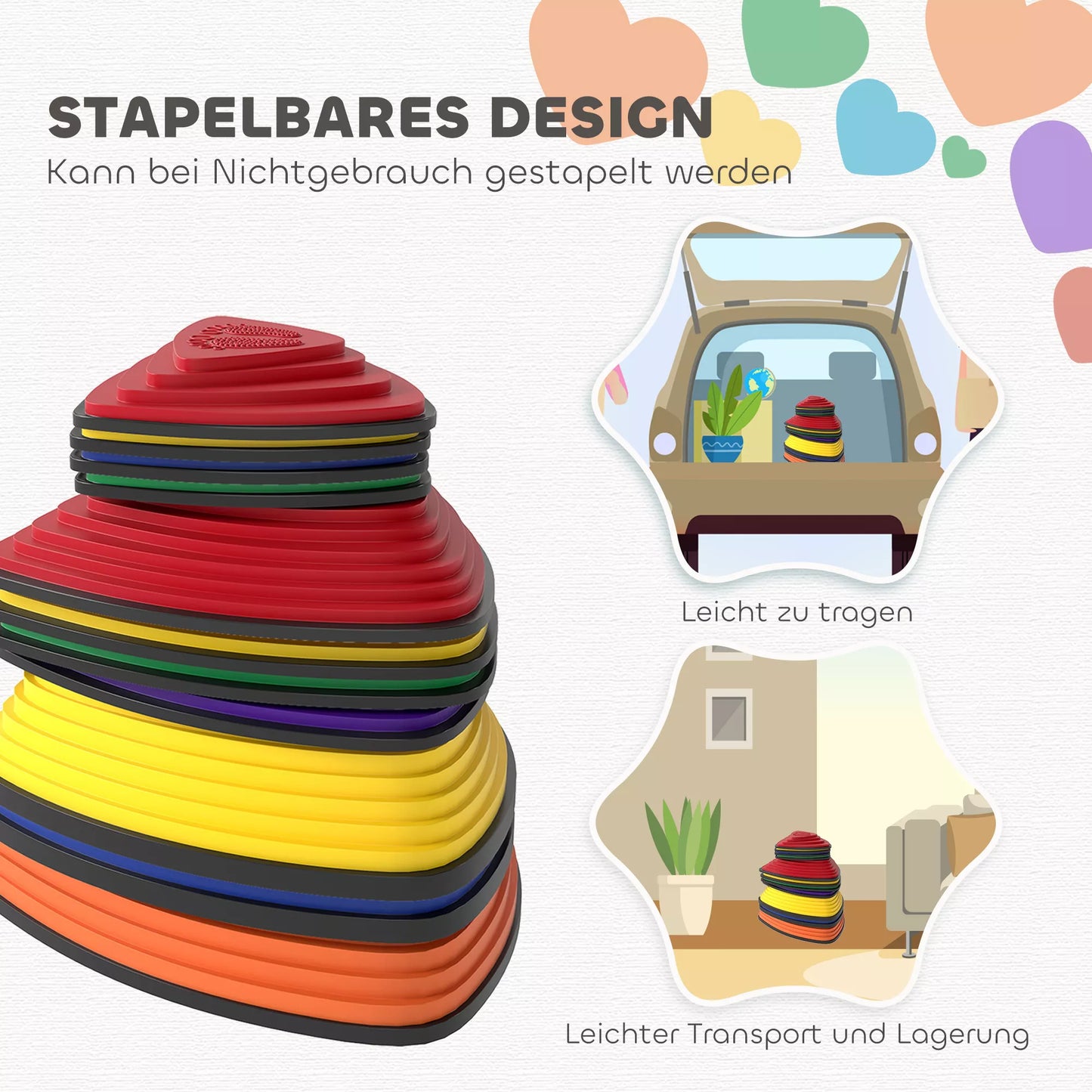 11 vnt. rinkinys, pakopėlės, neslystantis dizainas, vidaus ir lauko, sukraunamos, spalvingos