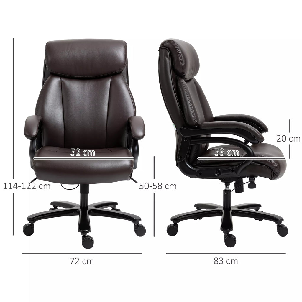 Biuro kėdė Vadovo kėdė Žaidimų kėdė Sukiojama kėdė Supimosi funkcija Stora paminkštinimas 180 kg apkrova Ergonomiškas dizainas Reguliuojamas aukštis Dirbtinė oda Ruda 72x83x114-122 cm