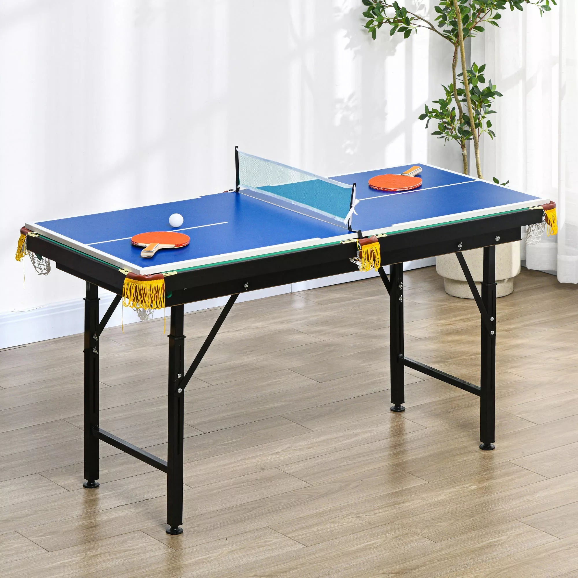 Daugiafunkcis žaidimų stalas Best Sporting 2-in-1, reguliuojamas, 140x63 cm, mėlynas/žalias
