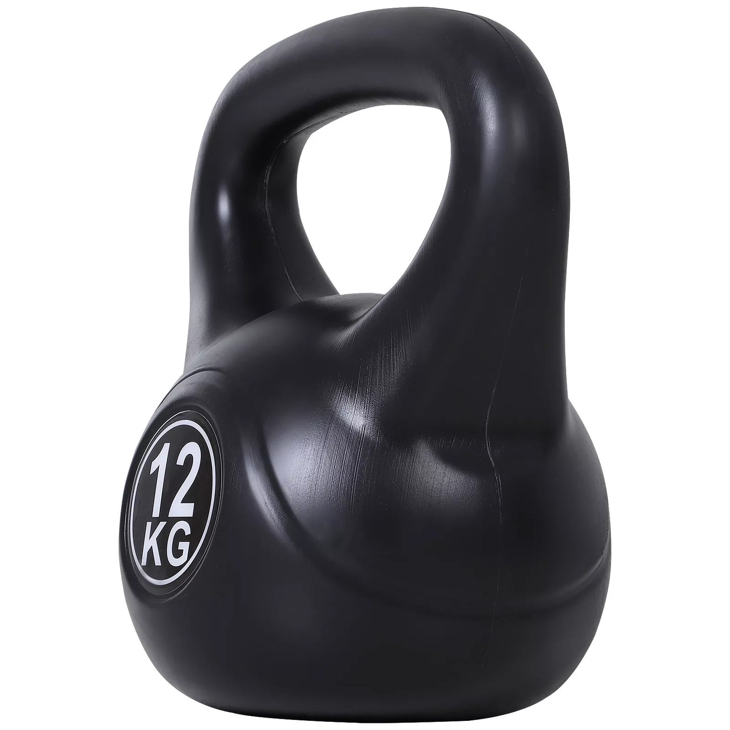 Kettlebell rutulinis hantelis 12 kg svorio hantelis, užpildytas smėliu, skirtas pradedantiesiems, juodos spalvos