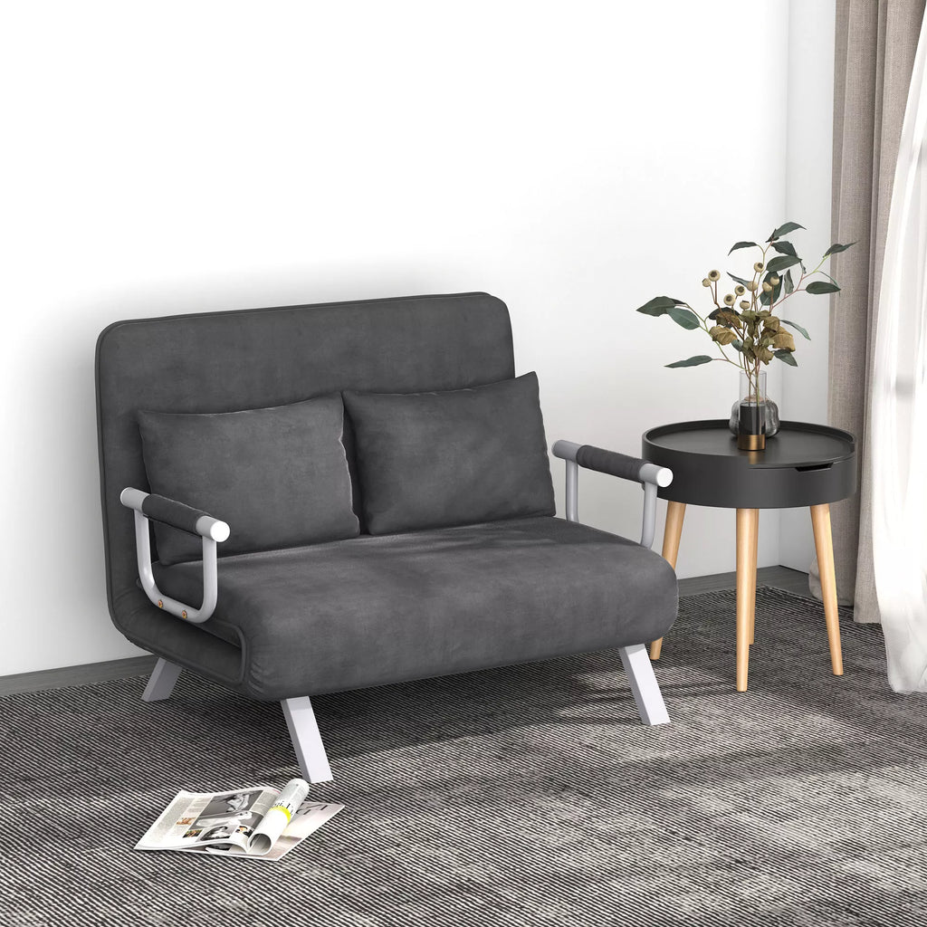 Sofa-lova „3 in 1“ su 5 padėčių reguliuojamu atlošu ir aksomo apdaila, 185x105 cm (pilka)