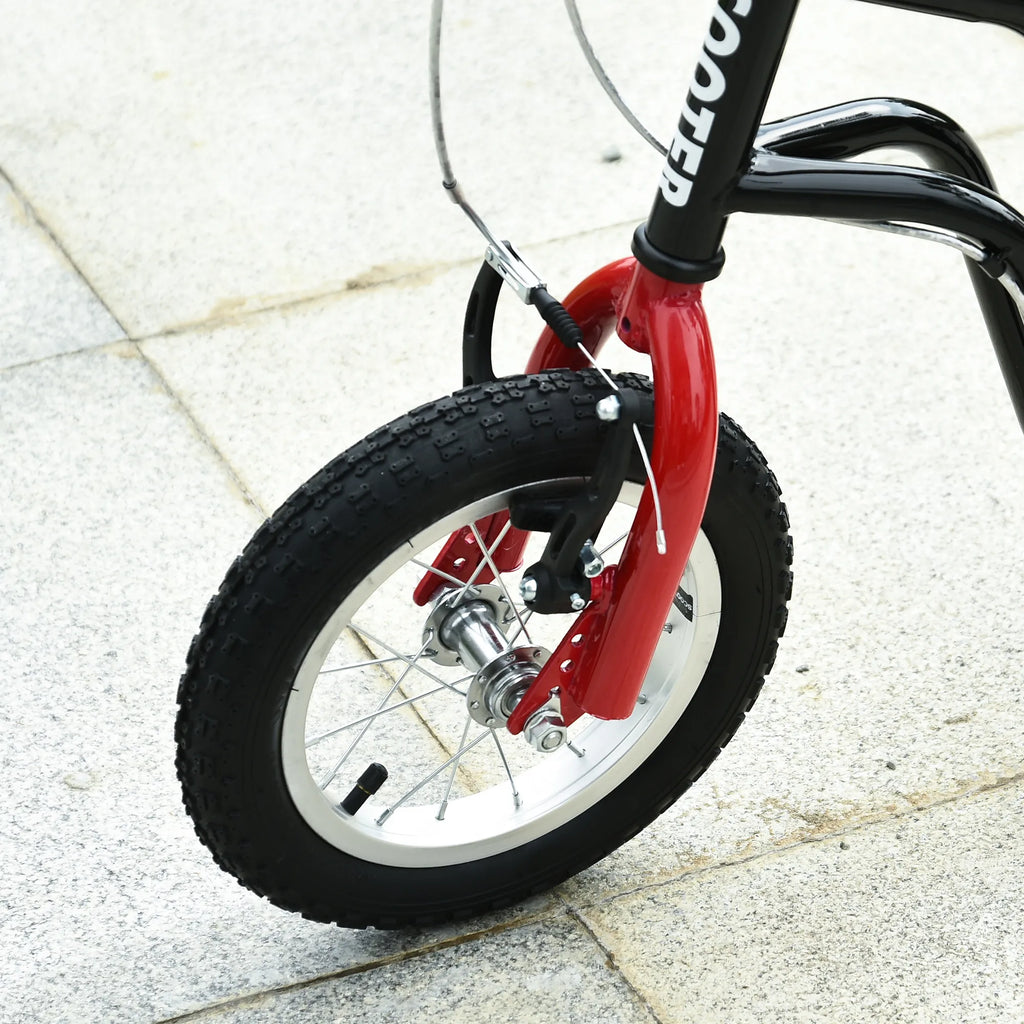 Vaikų paspirtukas Reguliuojamas vairas Paspartukas Miesto paspirtukas Vaikų paspirtukas Kickboard su pneumatinėmis padangomis 12 colių nuo 5 metų Juodas 120 x 58 x 75-80 cm