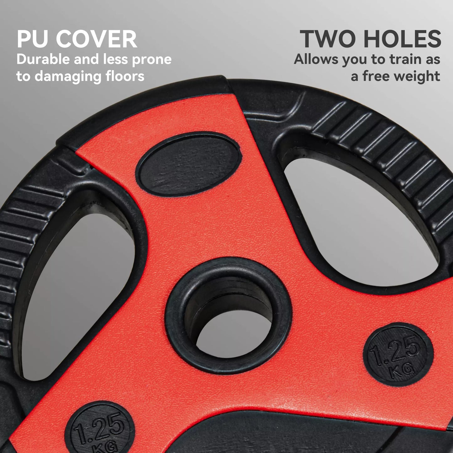 Hantelų rinkinys 20 kg, įskaitant 6 hantelų diskus, 2 x 5 kg, 2 x 2,5 kg, 2 x 1,25 kg, neslystantis strypas, juodas + raudonas