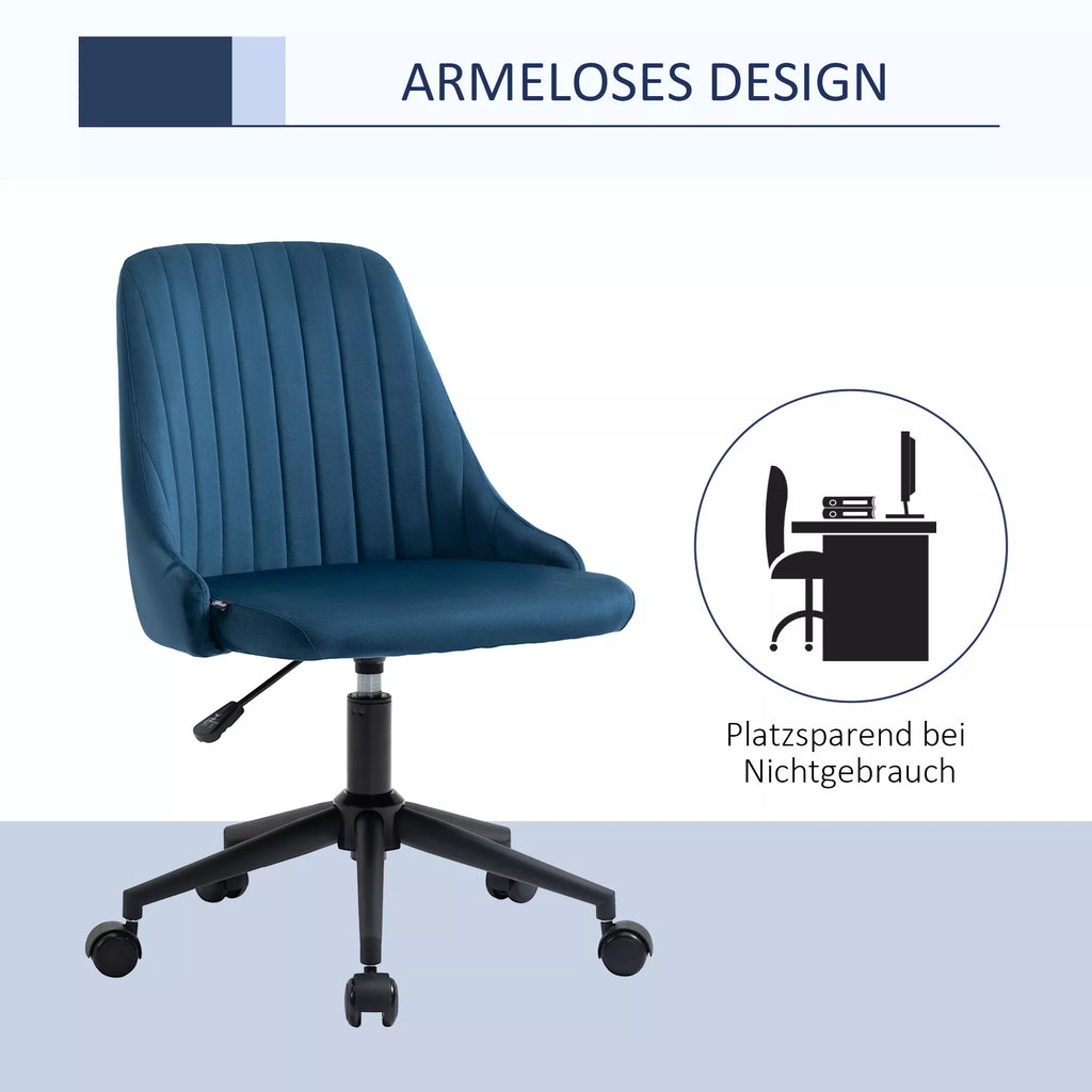 Biuro kėdė Sukiojama kėdė Rašomojo stalo kėdė Ergonomiškas linijinis dizainas Reguliuojamas aukštis 360° sukiojama Putų medžiaga Velveto tipo poliesteris Mėlyna 50 x 58 x 77-87 cm