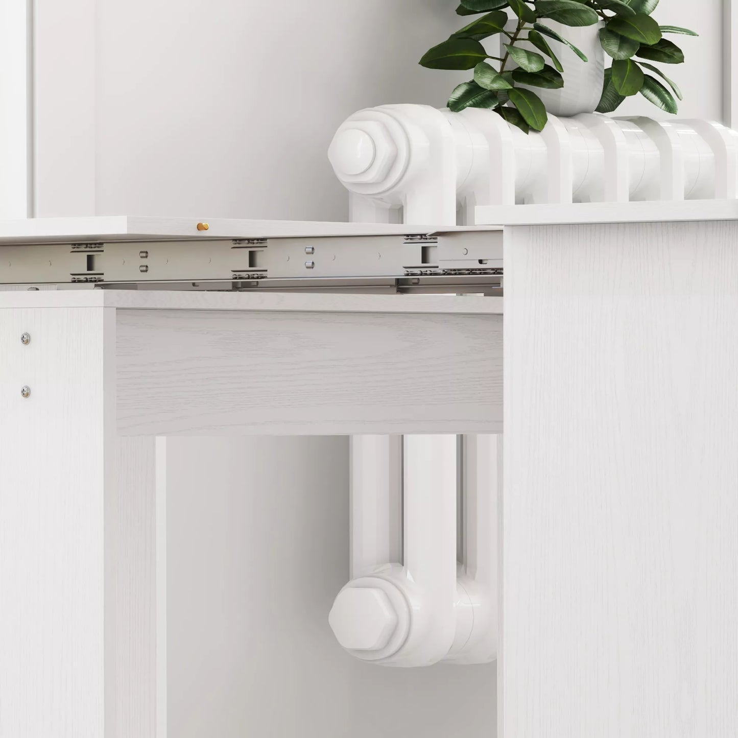 Valgomojo stalas, sulankstomas stalas, prailginamas virtuvės stalas, valgomojo baldų stalas, medžio drožlių plokštė, 60-180 x 85 x 75 cm, baltas