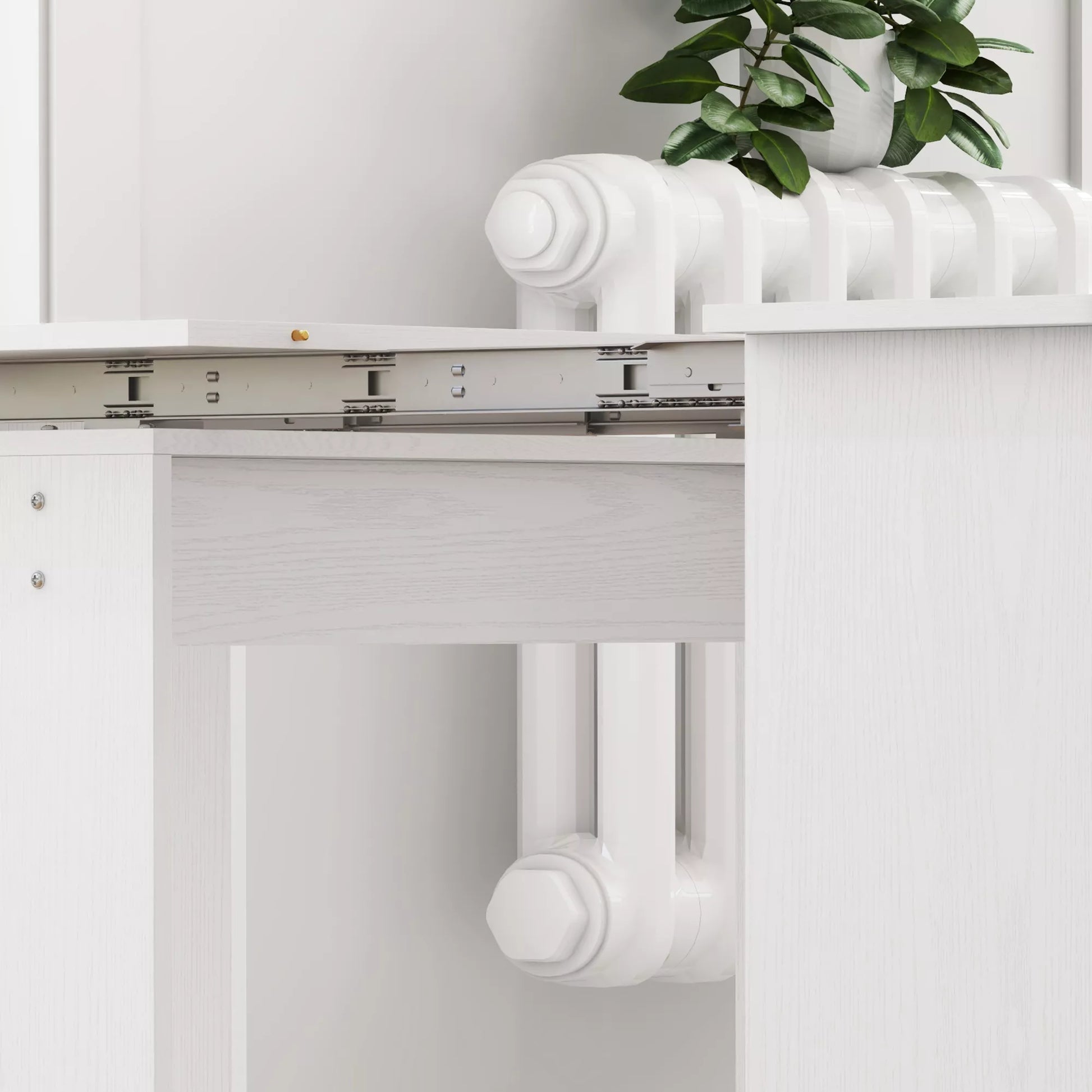 Valgomojo stalas, sulankstomas stalas, prailginamas virtuvės stalas, valgomojo baldų stalas, medžio drožlių plokštė, 60-180 x 85 x 75 cm, baltas