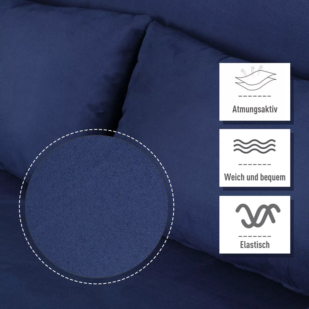 Sofa-lova su reguliojamu atlošu, 111 cm, tamsiai mėlyna