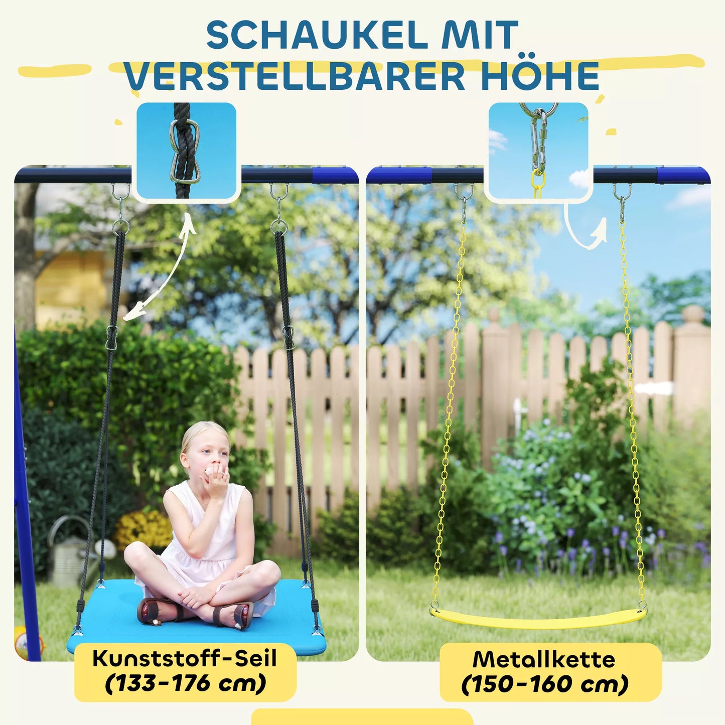 Sūpynių komplektas 3 vaikams, 120 kg keliamoji galia, lauko sūpynės, spalvingas