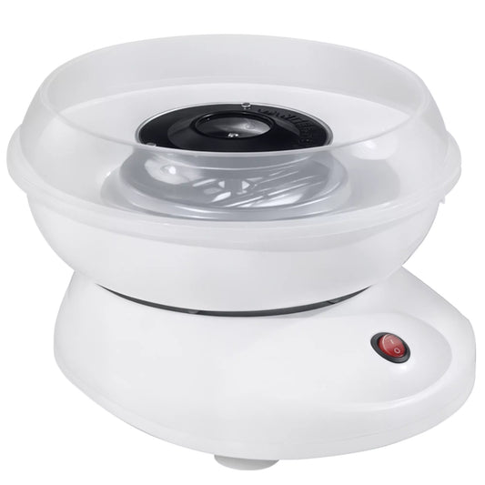 Cukrinės vatos aparatas namams, Cukrinės vatos aparatas su pagaliukais ir matavimo šaukšteliu, 18 cm aukščio, 550W, vaikų šventei, gimtadieniui, vakarėliui, baltas