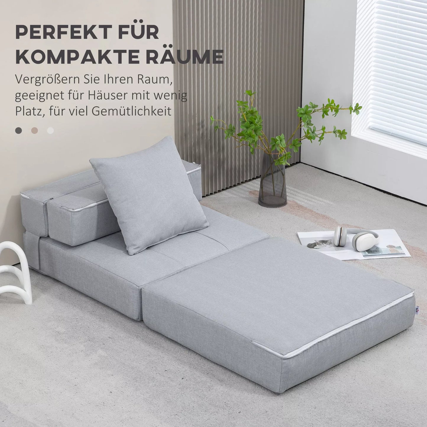 Fotelis su miegojimo funkcija, poilsio fotelis, su 1 pagalvėle, 70 cm x 70 cm x 61 cm, šviesiai pilkas