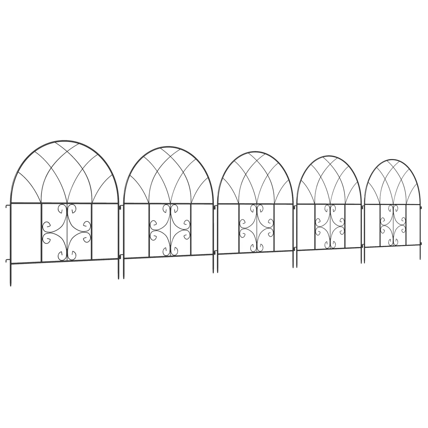 Juoda dekoratyvinė plieninė tvora, 300 cm x 70 cm, tvorių elementų rinkinys