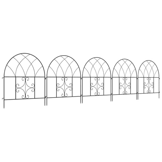 Juoda dekoratyvinė plieninė tvora, 300 cm x 70 cm, tvorių elementų rinkinys