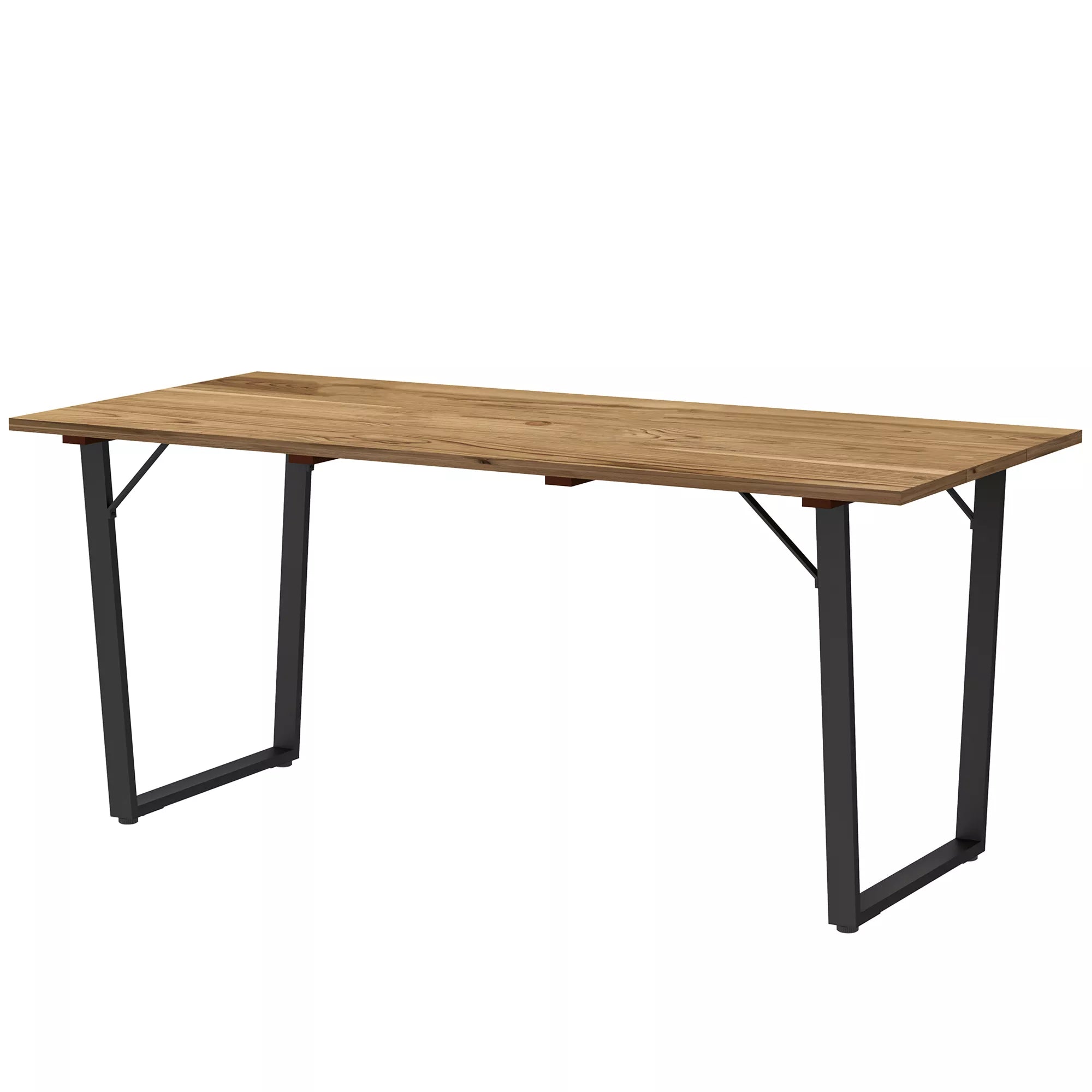 Sodo stalas iš medžio 175x80 cm Atsparus atmosferos poveikiui balkono stalas su skėčio skyle Bufeto stalas 6 asmenims Ruda
