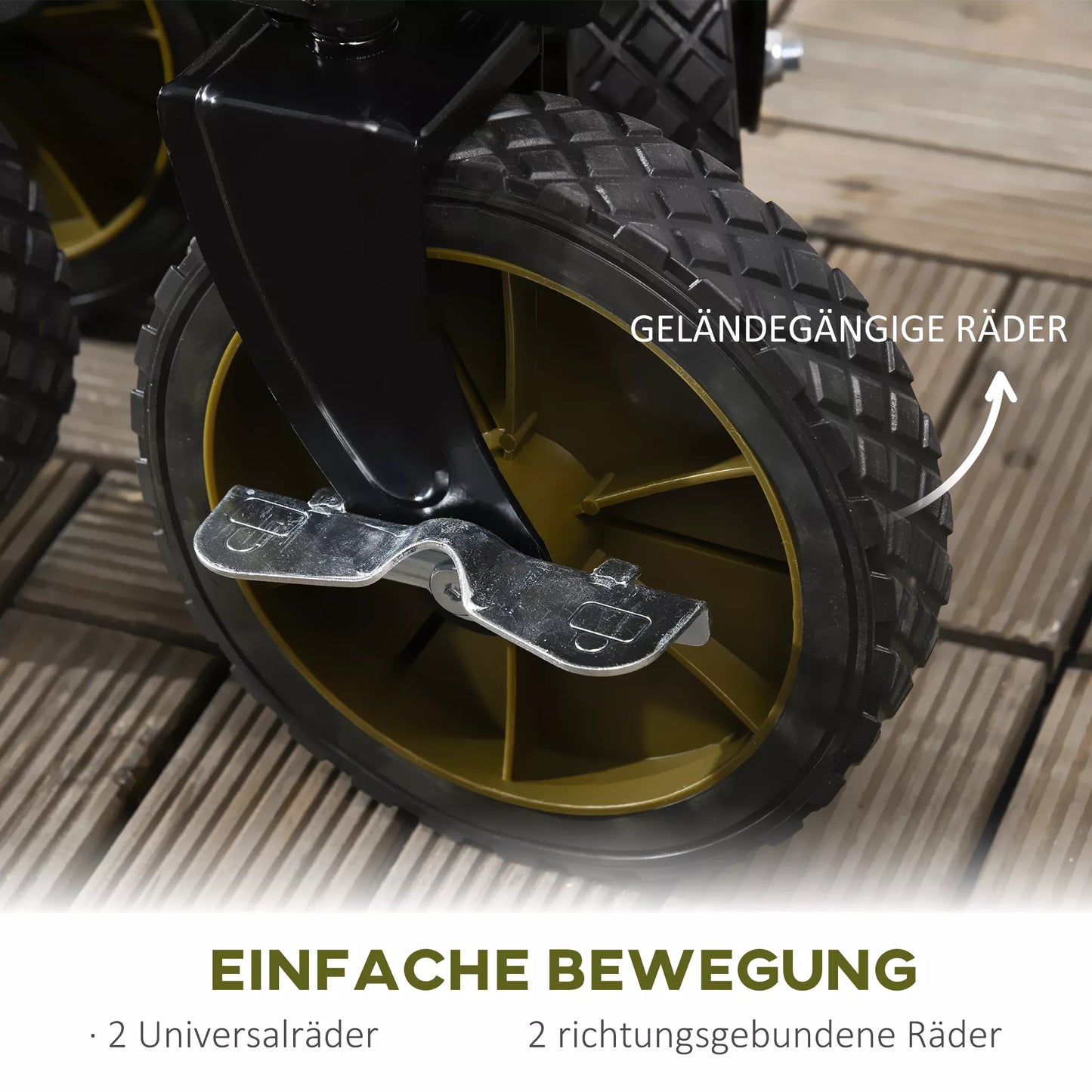 Sulankstomas vežimėlis, 5 šoninės kišenės, reguliuojama rankena, iki 120 kg apkrovos, plienas, 108 x 55 x 93 cm, žalias