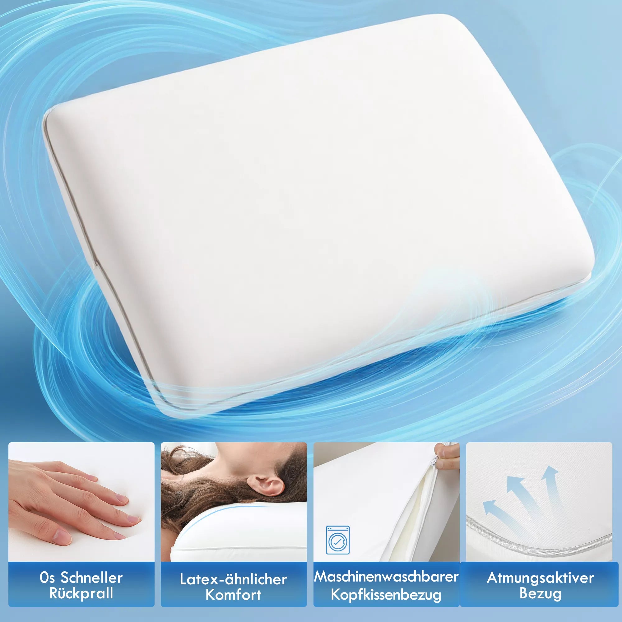 Kaklo atramos pagalvė ergonomiška 60x40 cm, kreminė balta