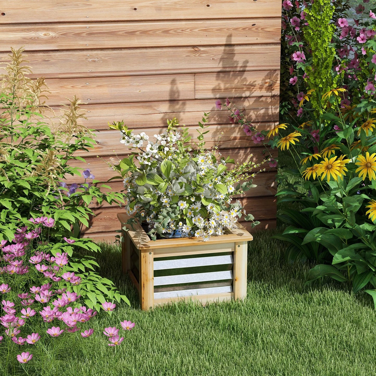 Pakeltos lysvės, savaime nusausinančios, atviras dugnas, Metalas+Medis, 45 x 45 x 30cm