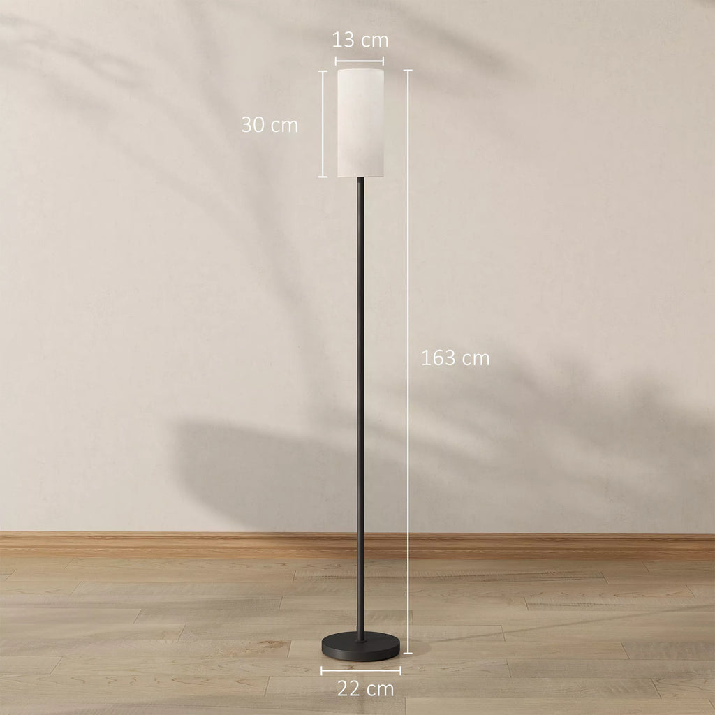 Pastatomas šviestuvas su audinio gaubtu, 163 cm, juodas ir baltas