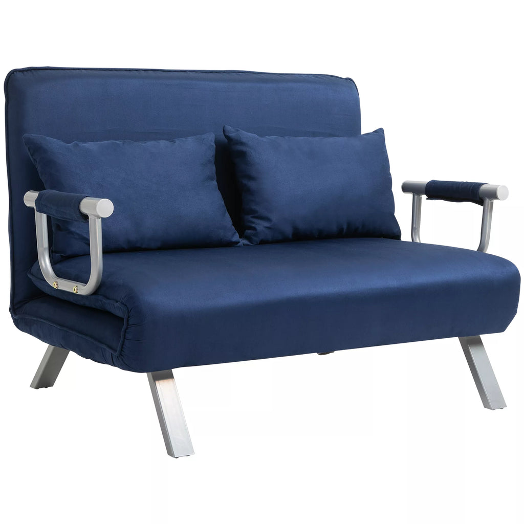 Sofa-lova su reguliojamu atlošu, 111 cm, tamsiai mėlyna