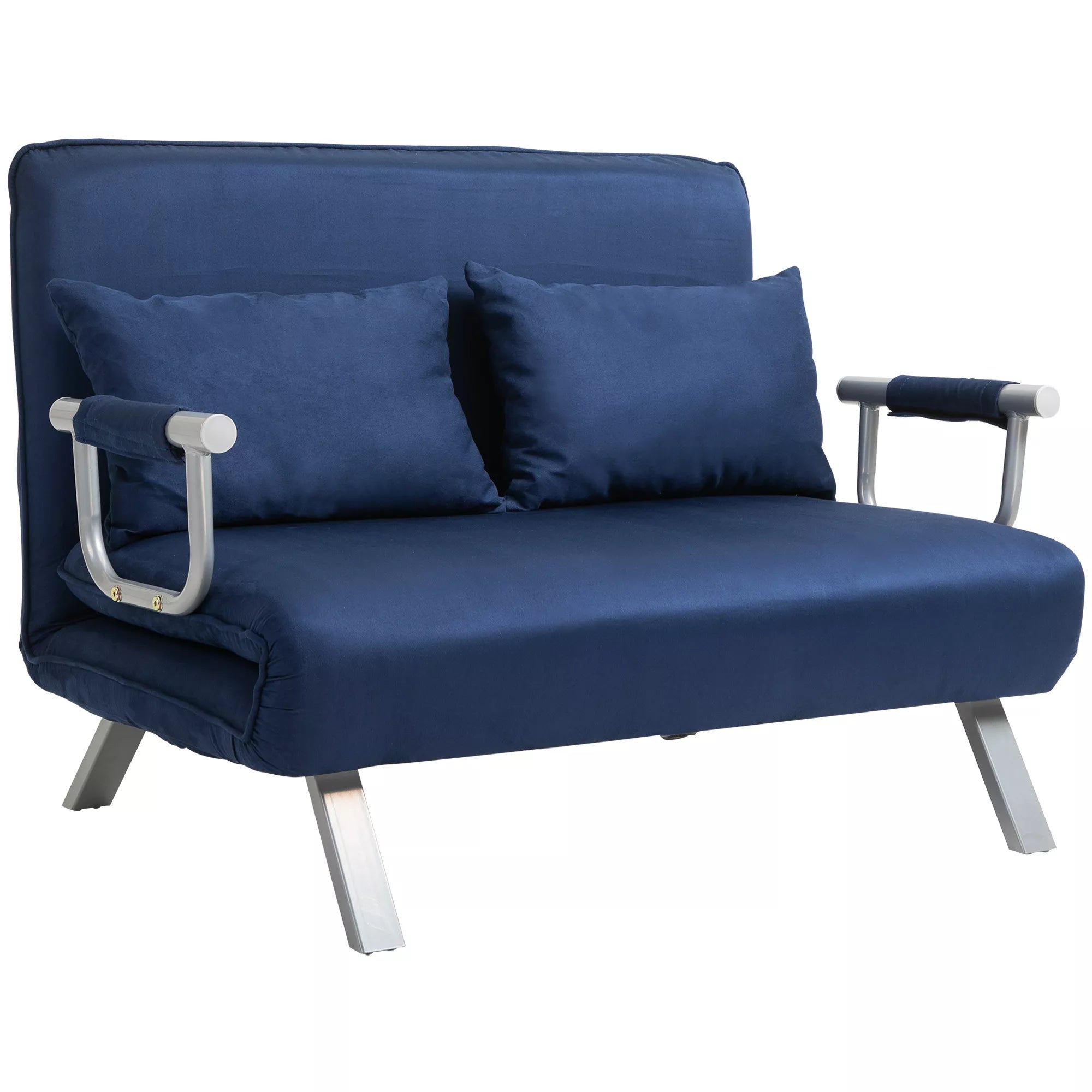 Sofa-lova su reguliojamu atlošu, 111 cm, tamsiai mėlyna