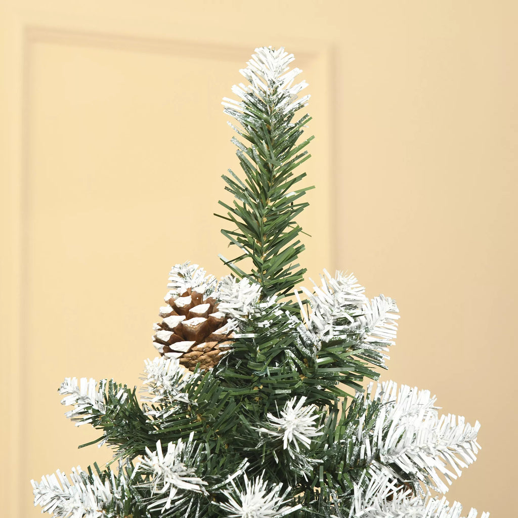 Dirbtinė Kalėdų eglė, 630 šakų, 37 kankorėžiai, sniego padengtos viršūnės, atspari ugniai, 180 cm