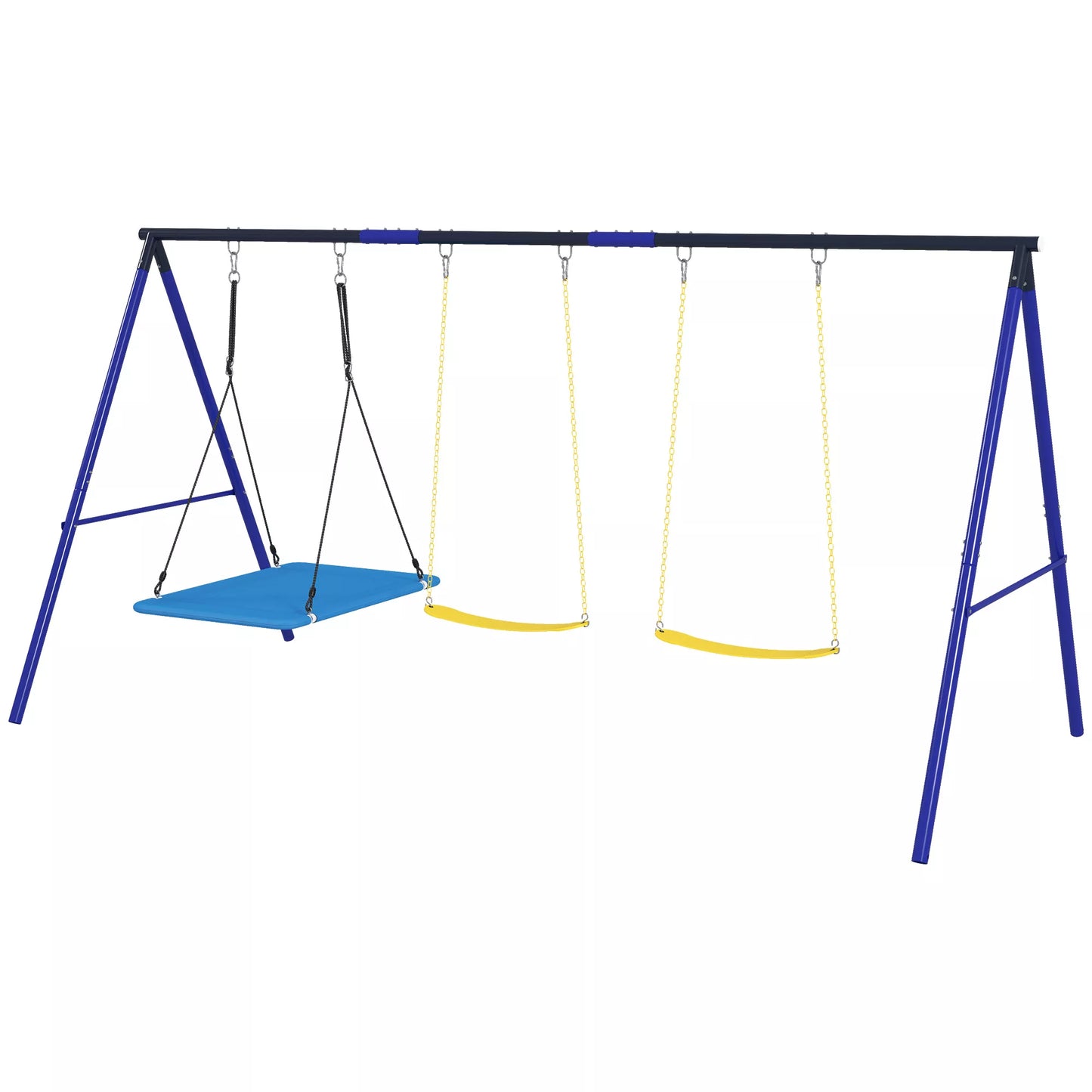 Sūpynių komplektas 3 vaikams, 120 kg keliamoji galia, lauko sūpynės, spalvingas