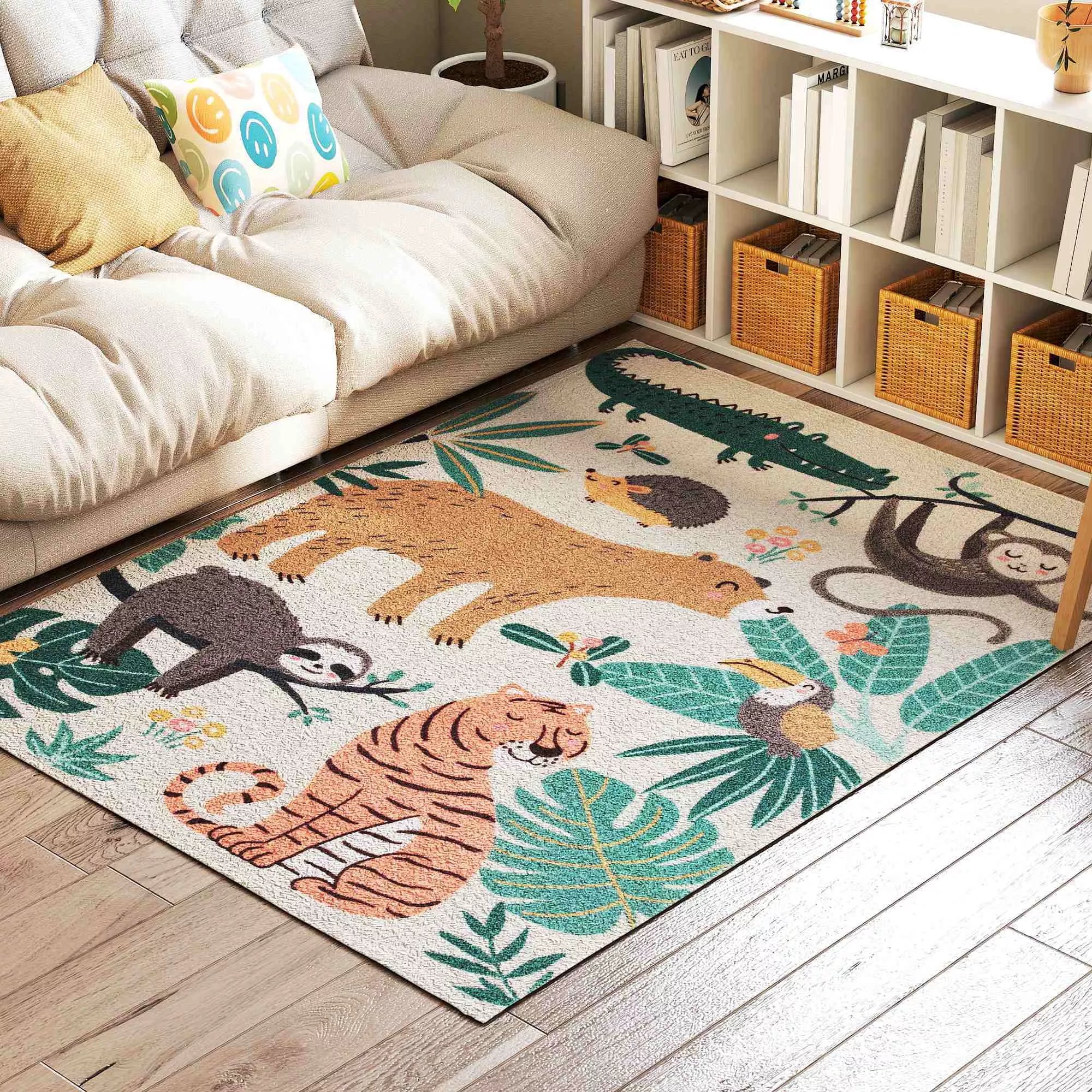 Fleece kilimas su džiunglių raštu, 160 x 120 cm, daugiaspalvis