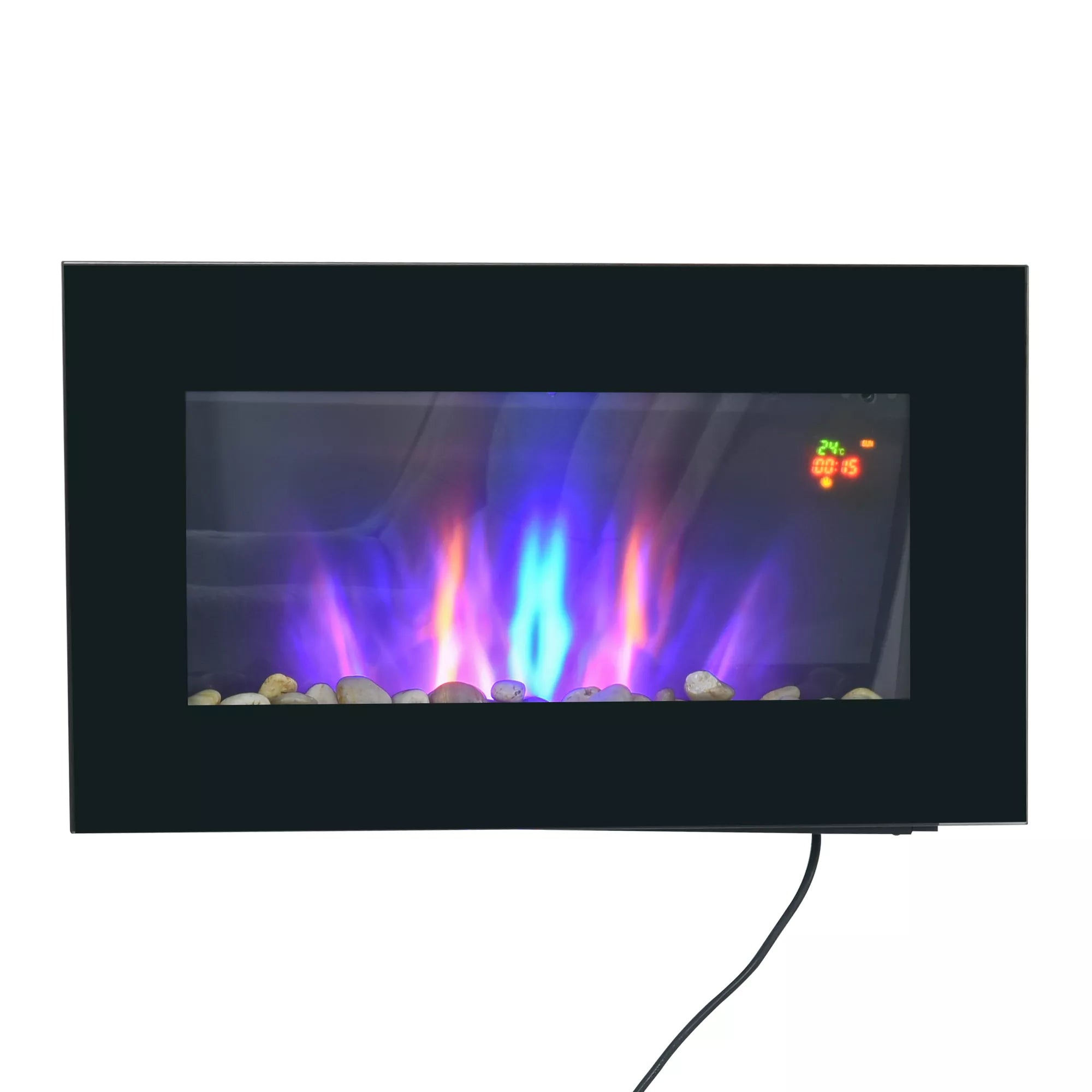 Elektrinis sieninis židinys, 1000 W/2000 W, LED ugnies efektas, nuotolinio valdymo pultas, stilingas išvaizda, su šildymo funkcija