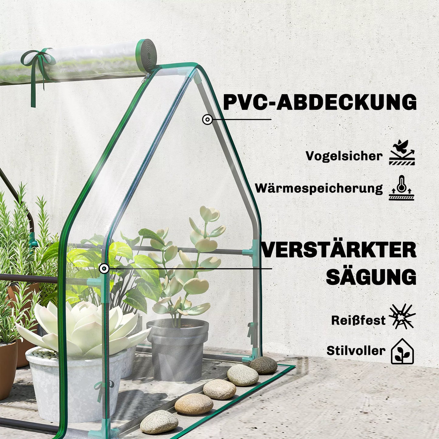 Šiltnamis su užtrauktuku langais, žiemai pritaikytas plėvelinis šiltnamis iš plieno 180 x 90 x 90 cm Skaidrus