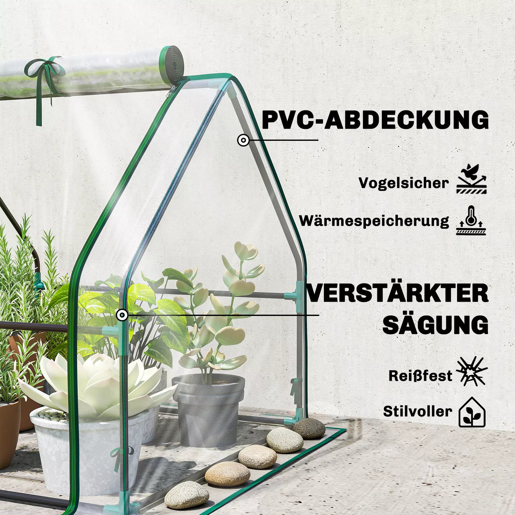 Šiltnamis su užtrauktuku langais, žiemai pritaikytas plėvelinis šiltnamis iš plieno 180 x 90 x 90 cm Skaidrus