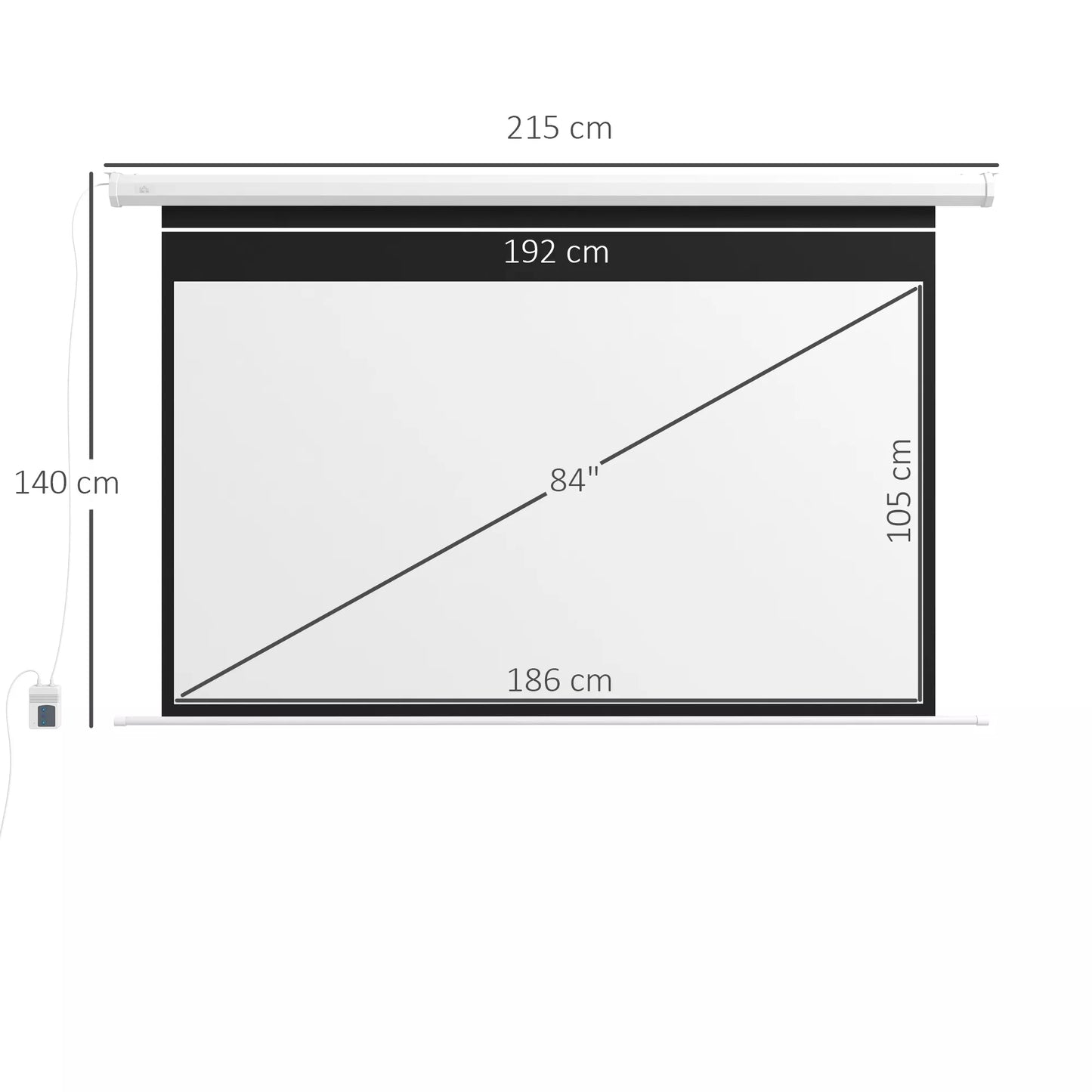 Projektoriaus ekranas, projekcijos ekranas, 16:9, 84 coliai, nuotolinio valdymo pultas, variklis