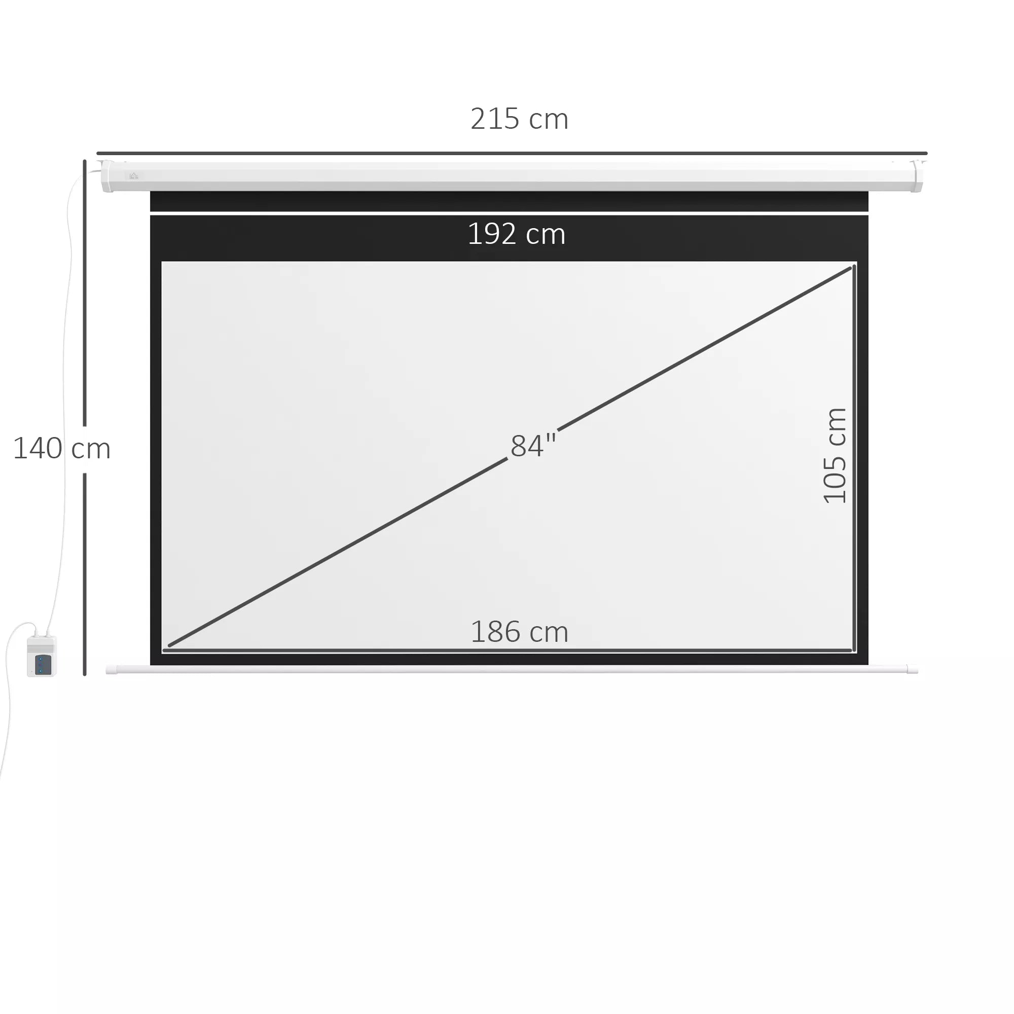 Projektoriaus ekranas, projekcijos ekranas, 16:9, 84 coliai, nuotolinio valdymo pultas, variklis