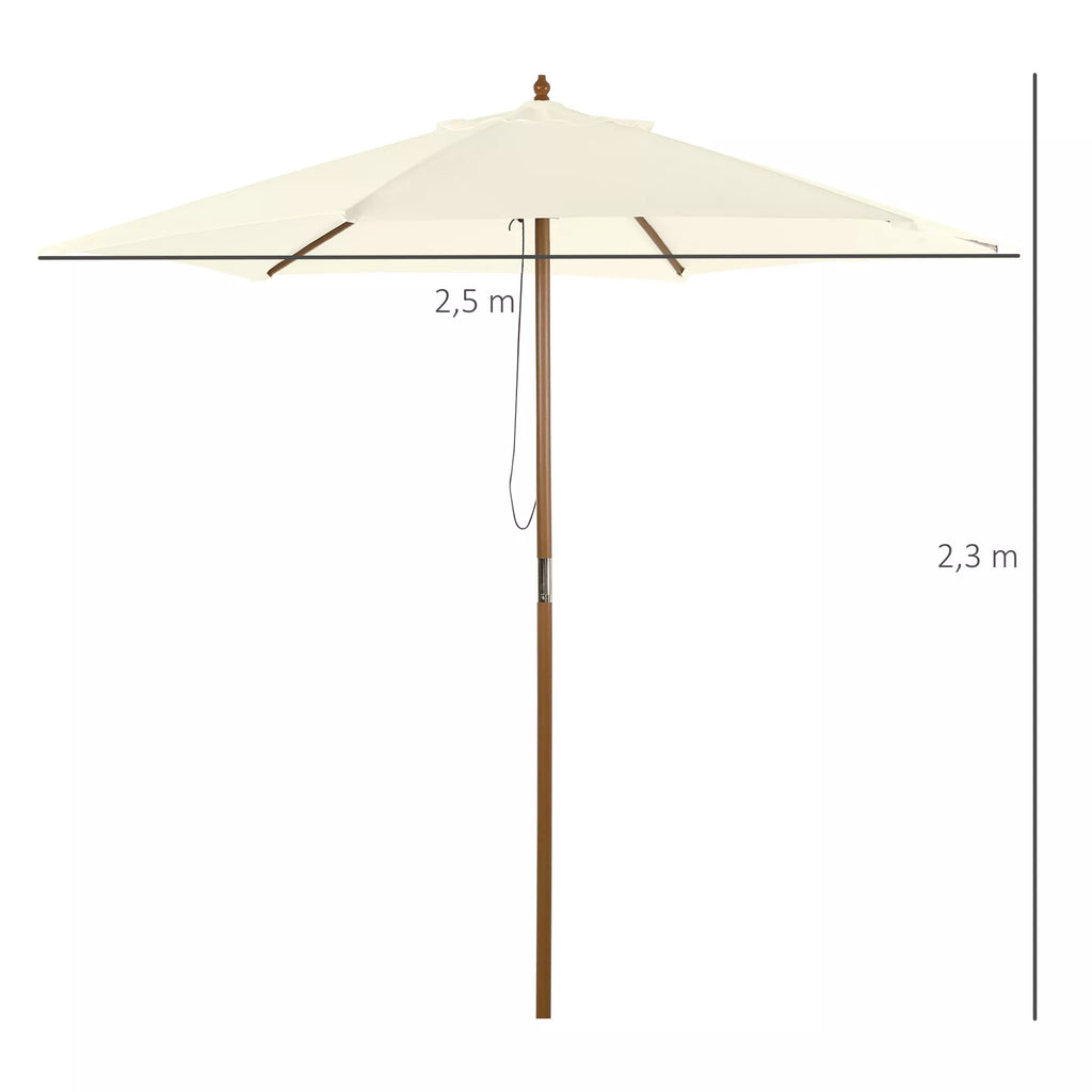 Skėtis nuo saulės Ø 250 cm, skėtis nuo saulės su virvės mechanizmu, balkono skėtis, bambuko paplūdimio skėtis, atsparus vėjui, turgaus skėtis, apsauga nuo saulės balkonui, terasai, sodui, baltas
