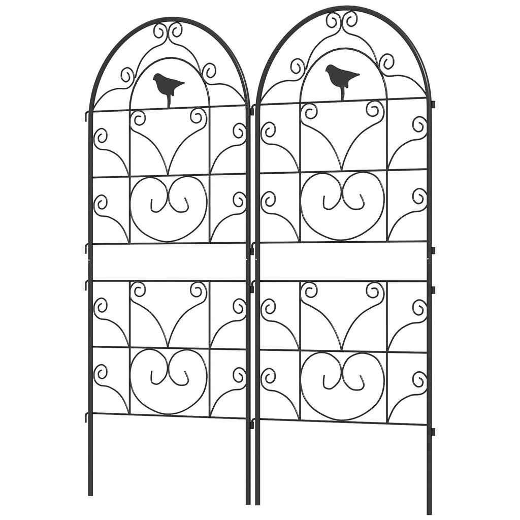 Metalinis 2 vnt. rinkinys, skirtas įsmeigti, nerūdijantis, su paukščių motyvu, skirtas vijoklinėms augalams, 50x120 cm, juodas
