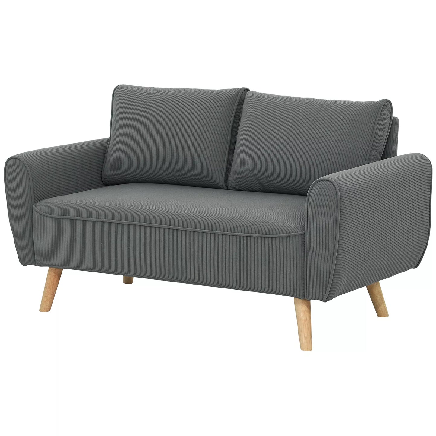 Dvivietė sofa, audinio sofa, 2 atlošo pagalvėlės, kordas, 145 x 75 x 78 cm, antracito spalva