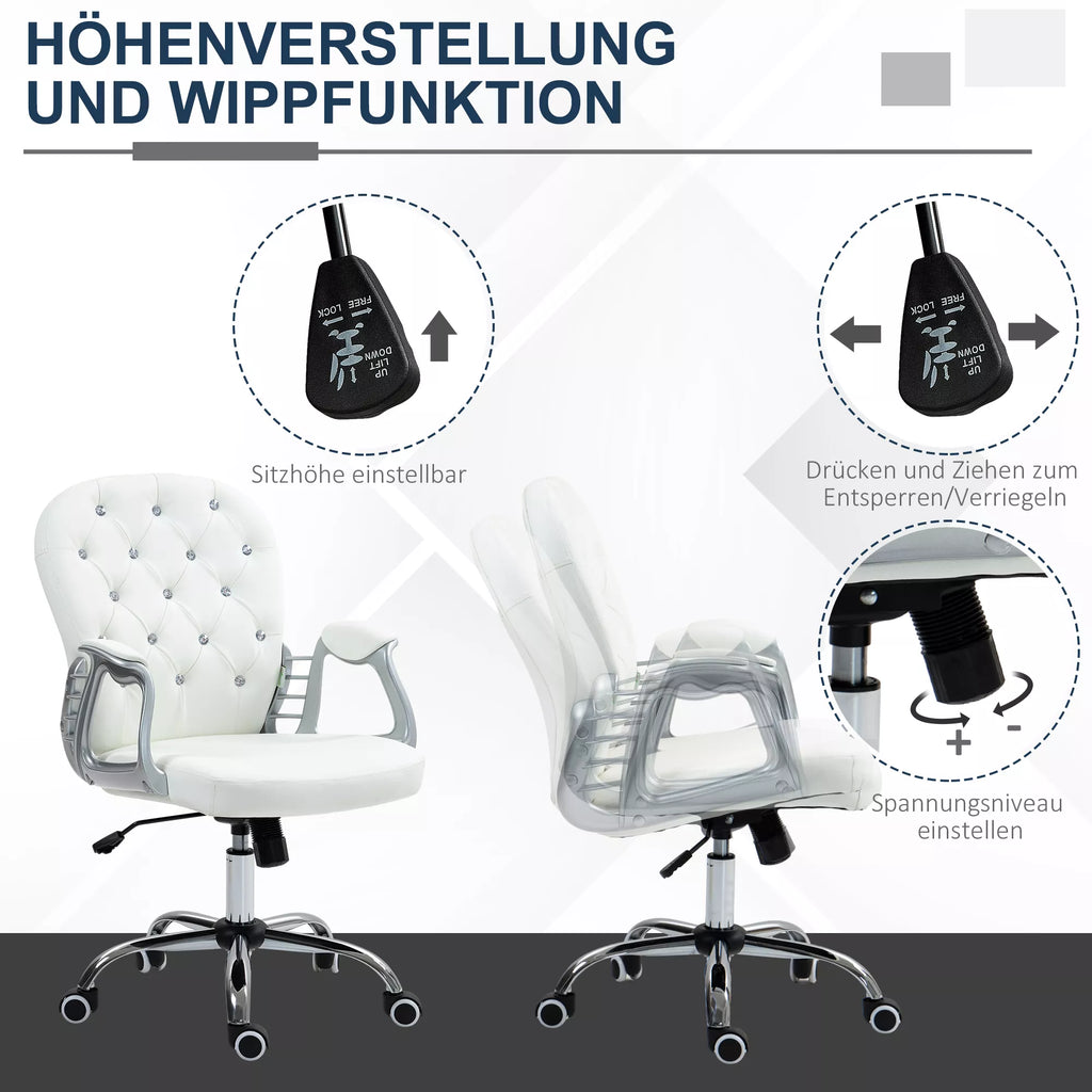 Biuro kėdė ergonomiška su porankiais iki 120 kg, balta
