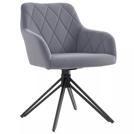 Akcentinis krėslas retro dizaino, aksominės išvaizdos, 58 cm x 60,5 cm x 79 cm, plieninis, pilkas