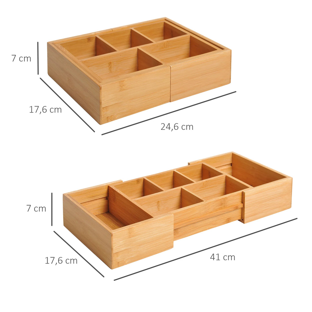 Laikymo dėžės matmenų schema: 24,6 x 17,6 x 7 cm, ištraukta iki 41 cm