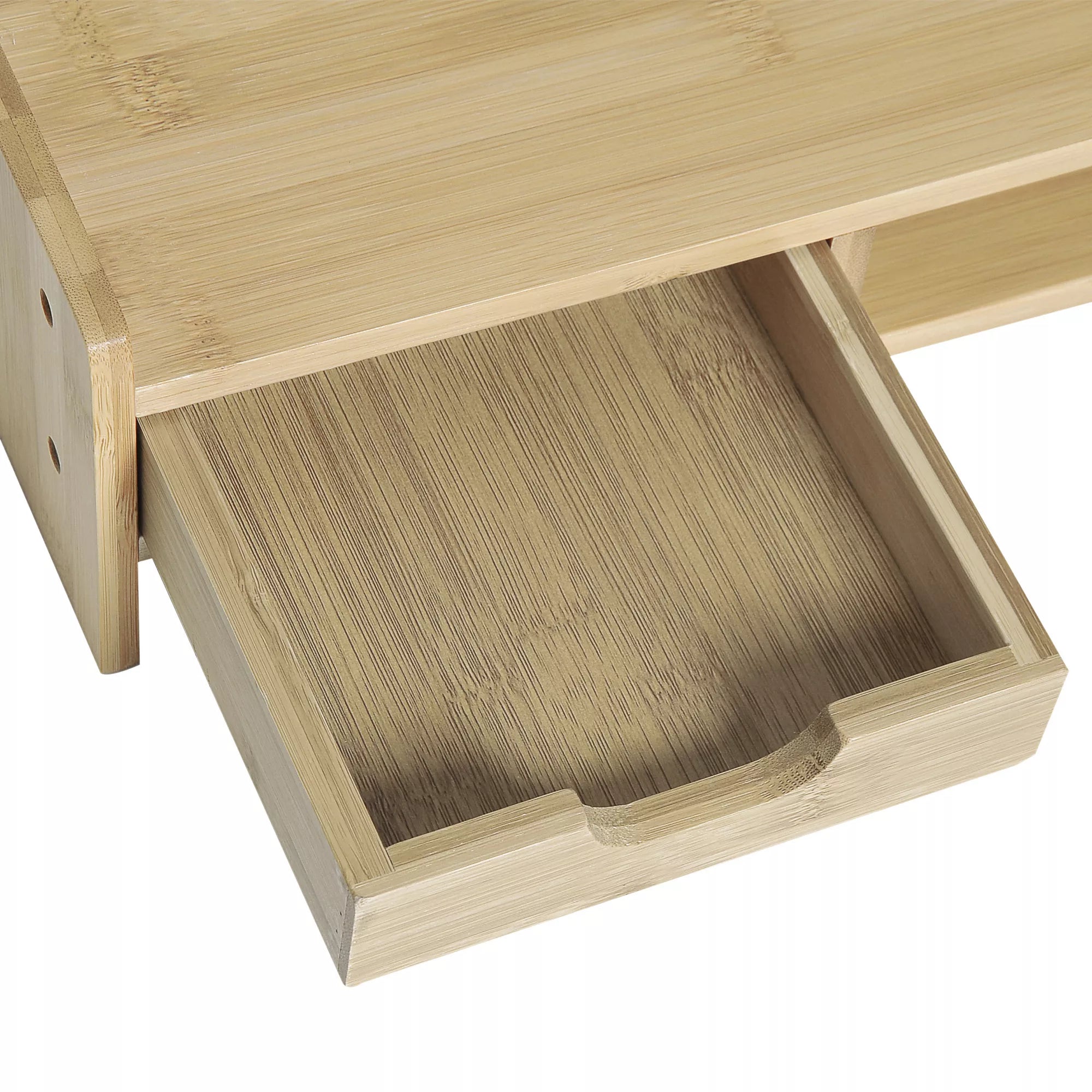 Monitorių stovas su stalčiumi Ekrano pakėlimas Monitorių stovas Ekrano stovas kompiuteriui, nešiojamam kompiuteriui, spausdintuvui 49 x 25,5 x 11,5 cm Natūralus