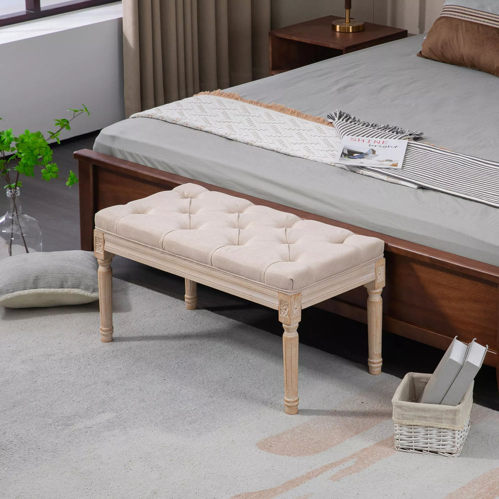 Sėdimoji sofa Vintage dizainas Vintage sofa, sagų siuvimas, tekintos kojos, Shabby Chic, kreminė spalva