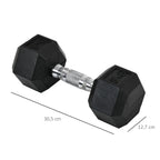 Hexagon hantelis Ketaus hantelis Guminis hantelis Rankena su grioveliais Svoris Metalo guminis juodas 2 x 8 KG